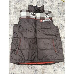 Ecko Unltd Brown Plaid Puffer Orange Accents Vest Womens Medium